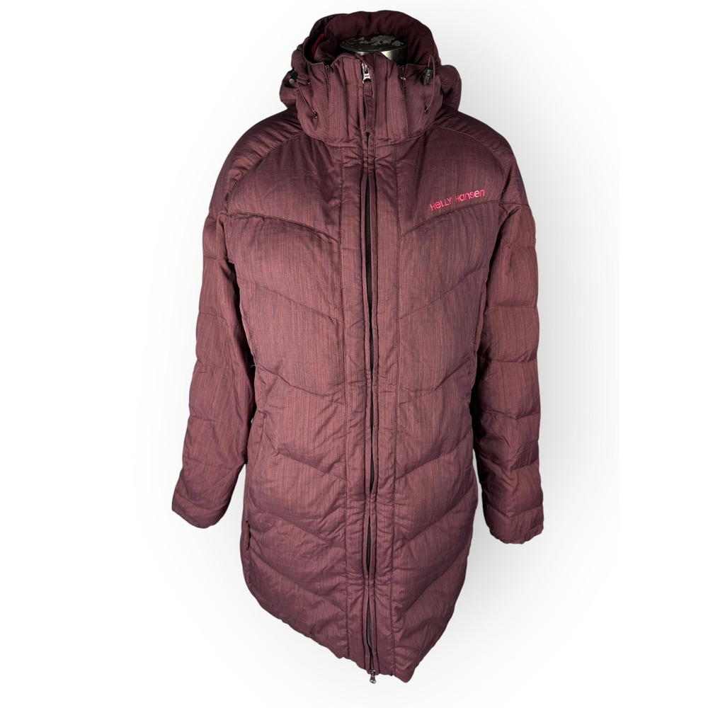 Helly Hansen Down Insulated Puffer Parka Jacket Women XL Burgundy Gorpcore Warm